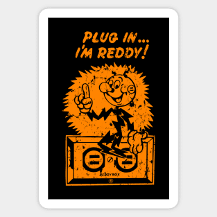 plug in reddy kilowatt distressed orange Sticker